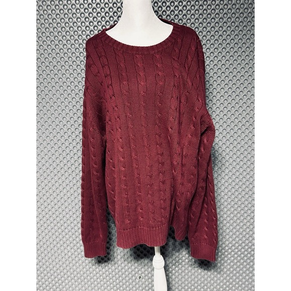 Vintage Lands End Sweater Mens XL 100% Cotton Maroon Pullover Crewneck - Picture 2 of 8